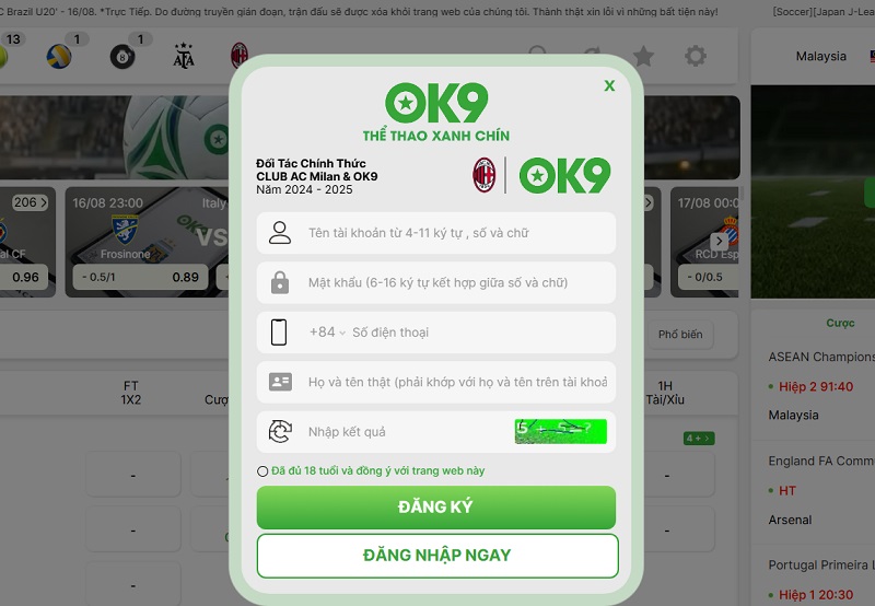 Thể Thao OK9 - Sảnh Cá Cược Soi Kèo Hấp Dẫn Nhất Hành Tinh - CAVON