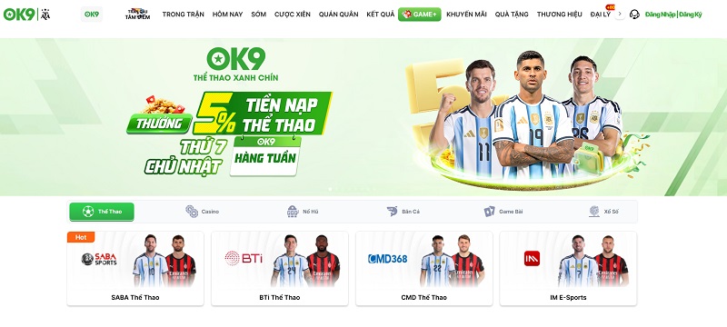 Thể Thao OK9 - Sảnh Cá Cược Soi Kèo Hấp Dẫn Nhất Hành Tinh - CAVON